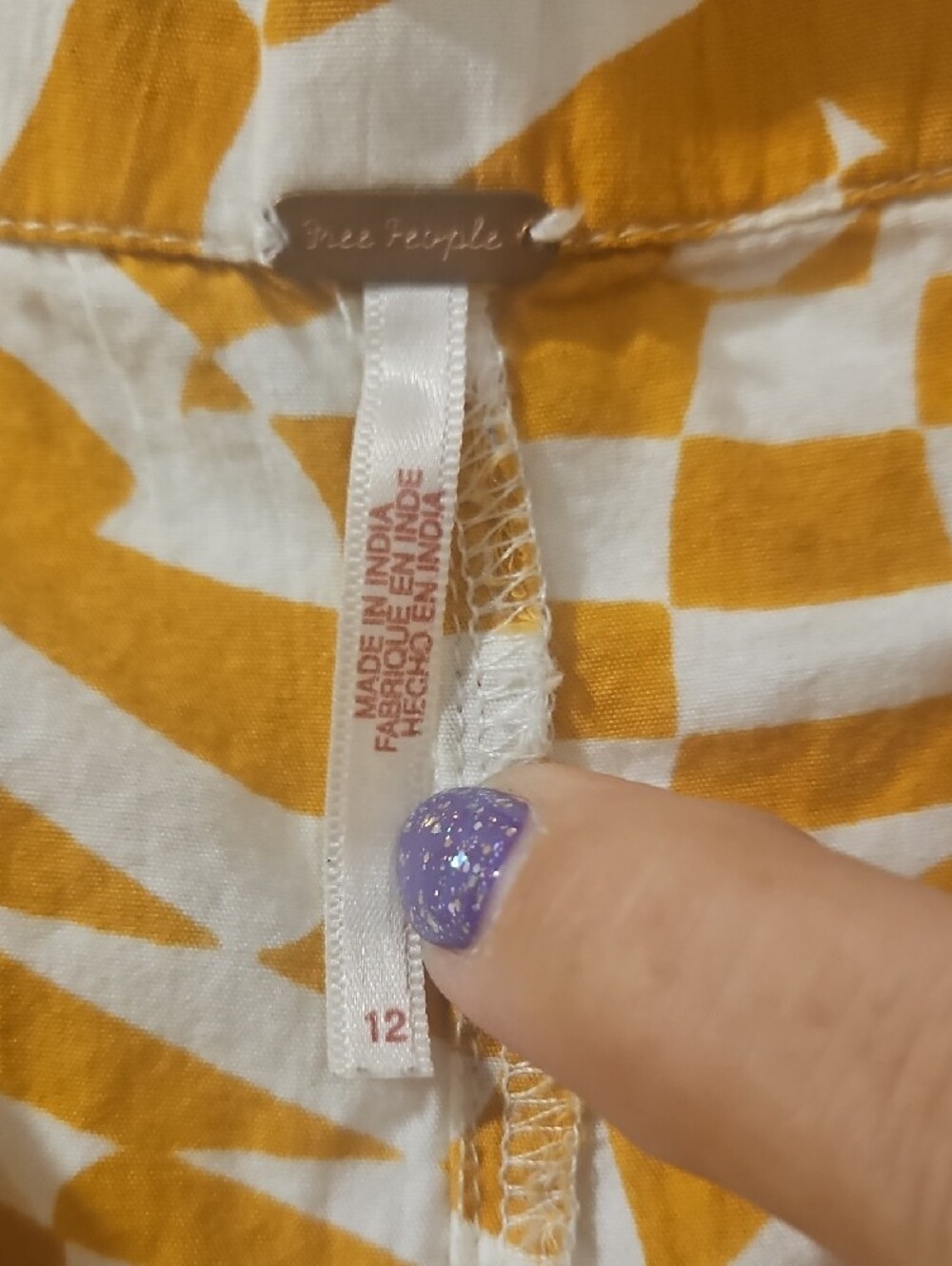 Free People Mustard & White Wide Leg Swirl Print Pants - Picture 2 of 3